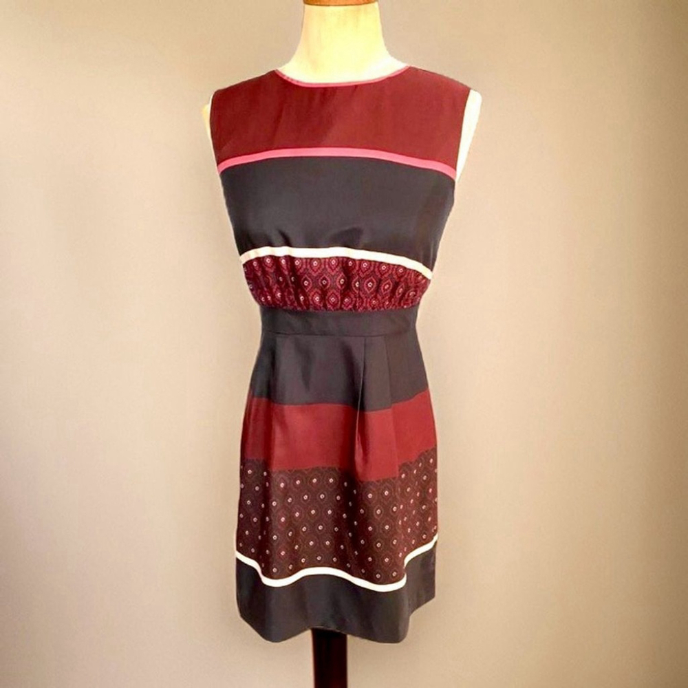 Ann Taylor LOFT Sleeveless Shift Dress Navy Maroon Burgundy Petite XS / 0P NWOT